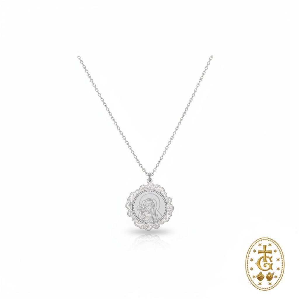 Collier argent pendentif religieux avec emblème argent gloriosa