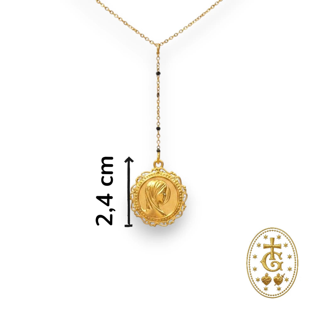 Chapelet Profil de la Vierge & Cadre Filigrane d'Or