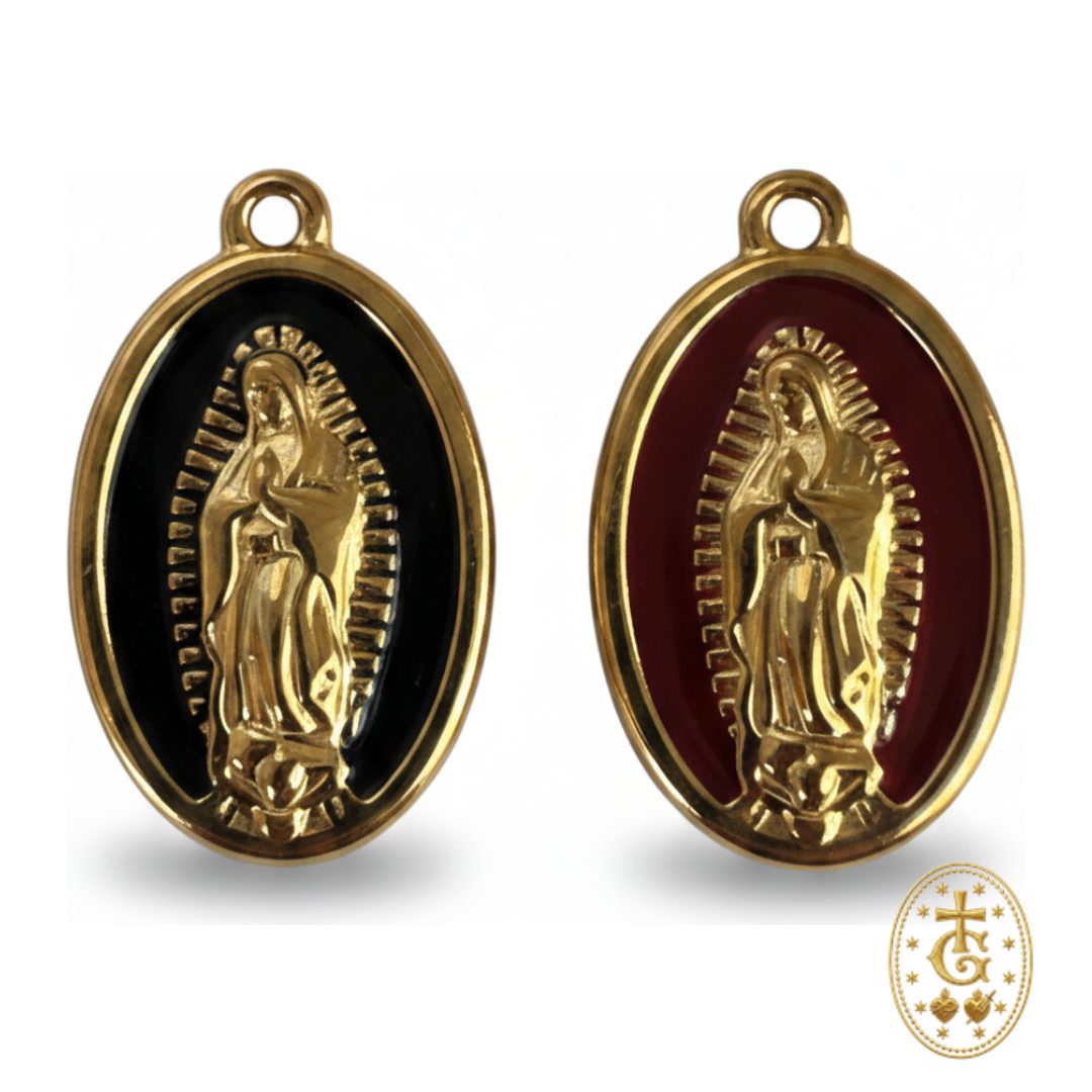 Collier médaille Madone émail minimaliste doré, bijou religieux corse Gloriosa Santa