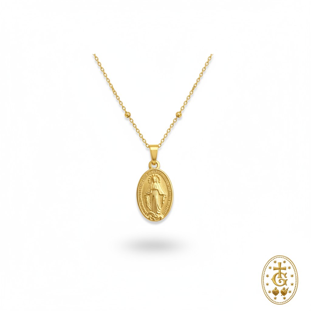 Collier petite médaille Vierge Marie dorée 1,3 cm bijou religieux corse Gloriosa Santa