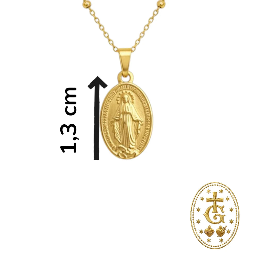 Collier Petite Médaille Vierge Marie — Dorée ou Argentée 1,3 cm