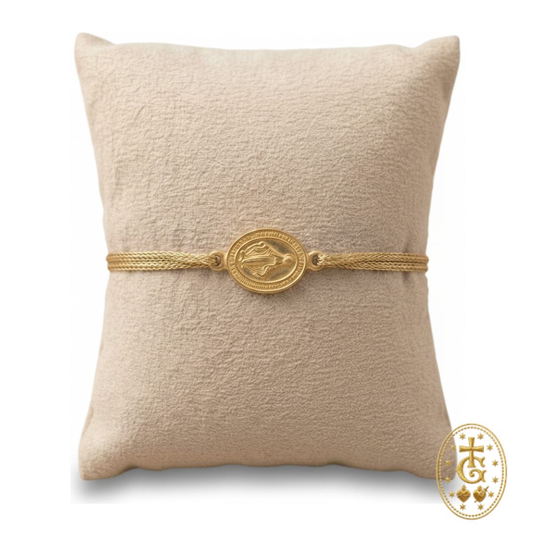 Bracelet Santa Maria cordon médaille miraculeuse dorée bijou artisanal corse Bastia Gloriosa