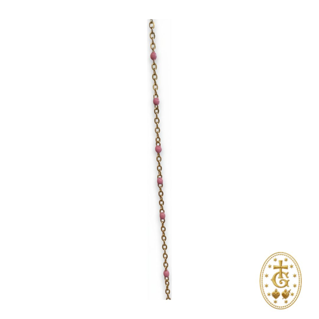 Chapelet Vierge Cristaux & Silhouette Dorée