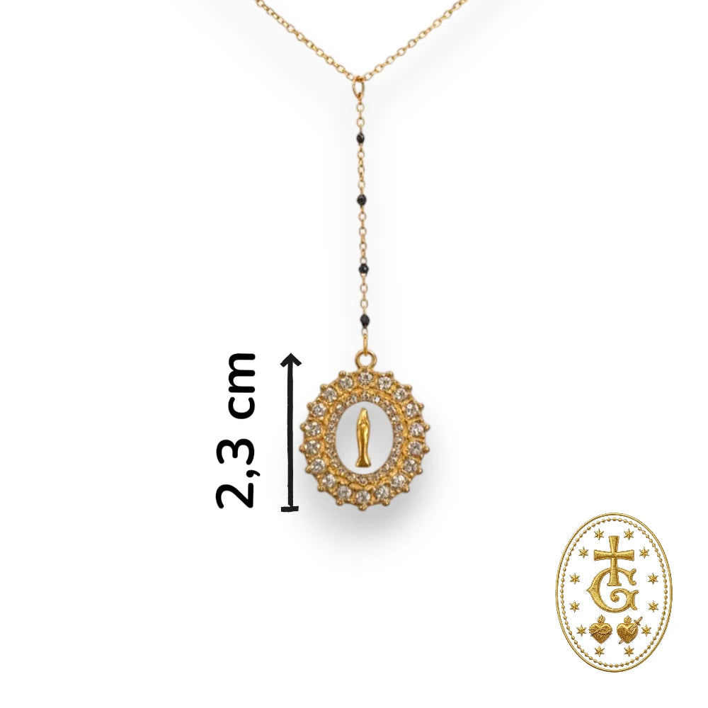 Chapelet Vierge Cristaux & Fond Blanc