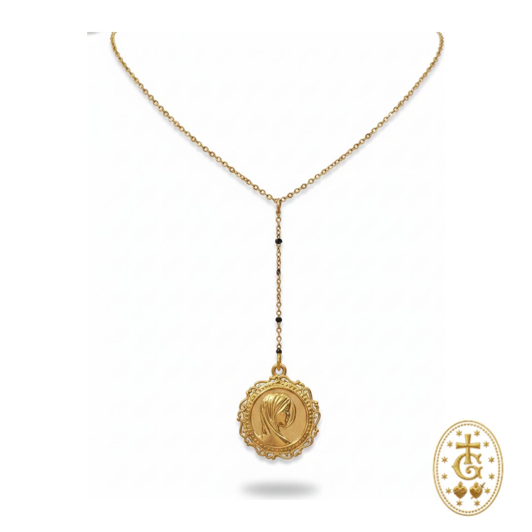 Chapelet Profil de la Vierge & Cadre Filigrane d'Or
