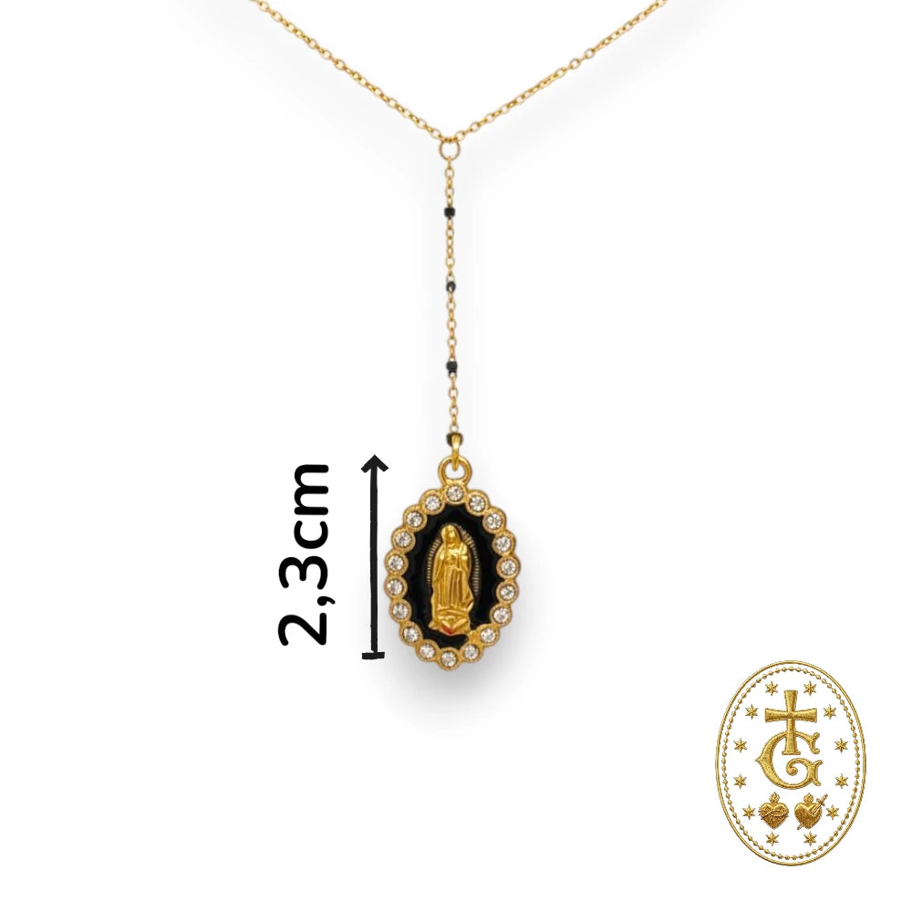 Chapelet Vierge Cristaux & Fond Noir