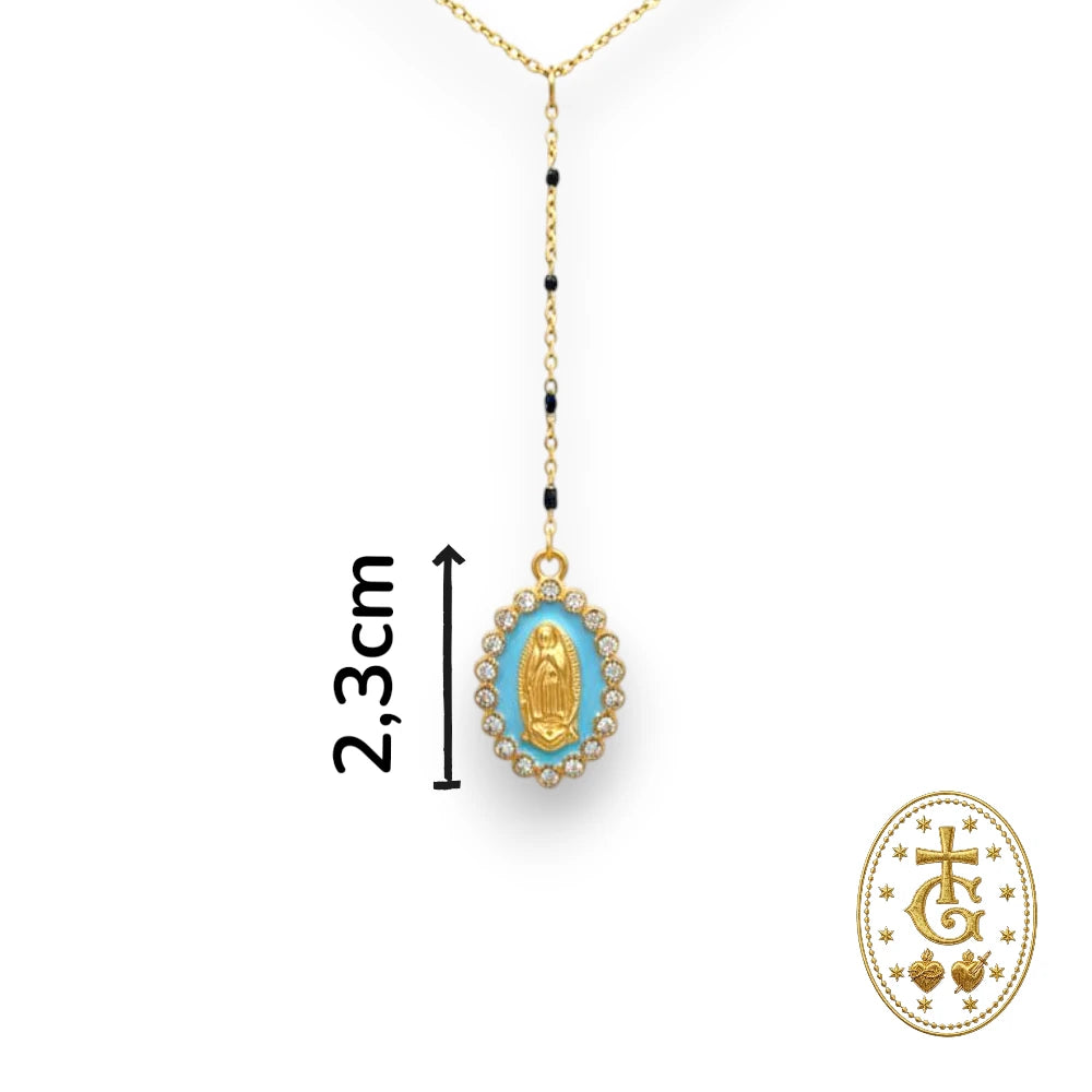 Chapelet Vierge Cristaux & Fond Bleu Azur