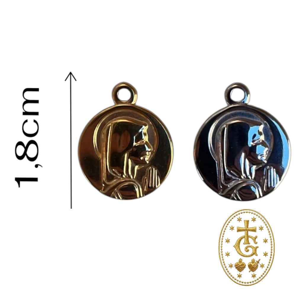 Collier Médaille Madone Circulaire — Relief Doré ou Argenté 1,8 cm